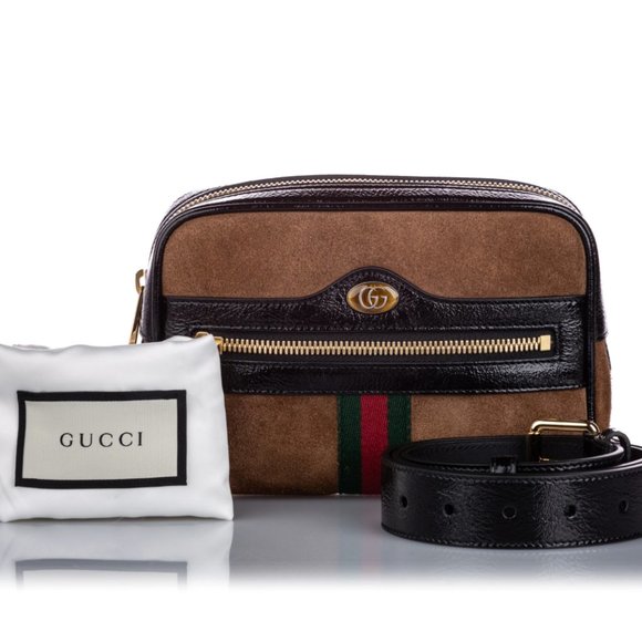 Gucci Handbags - Gucci brown Ophidia Suede Belt Bag